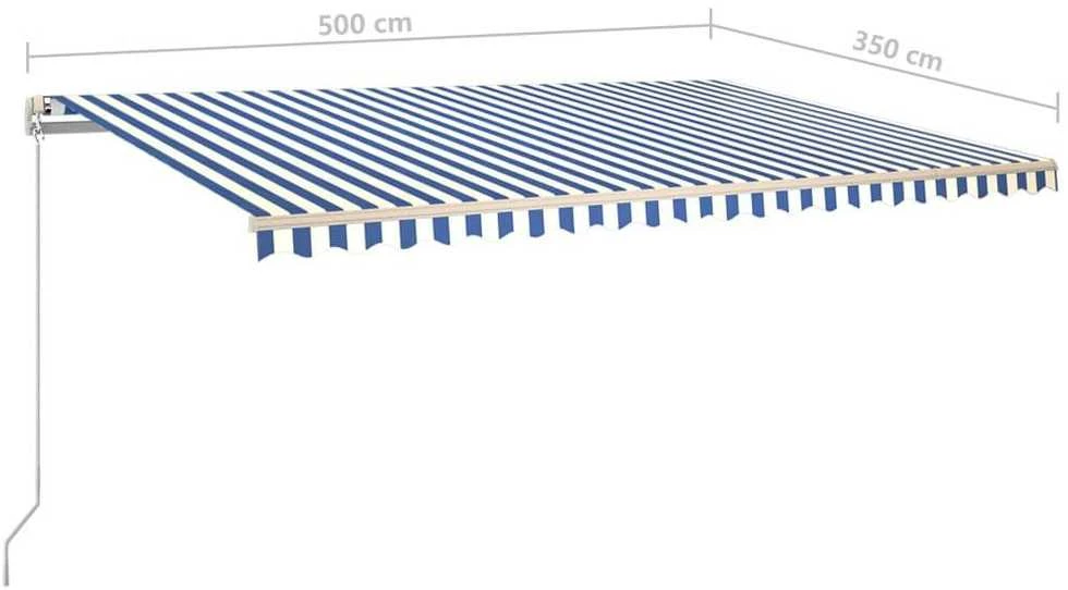 Rankiniu būdu ištraukiama markizė, mėlyna ir balta, 500x350cm