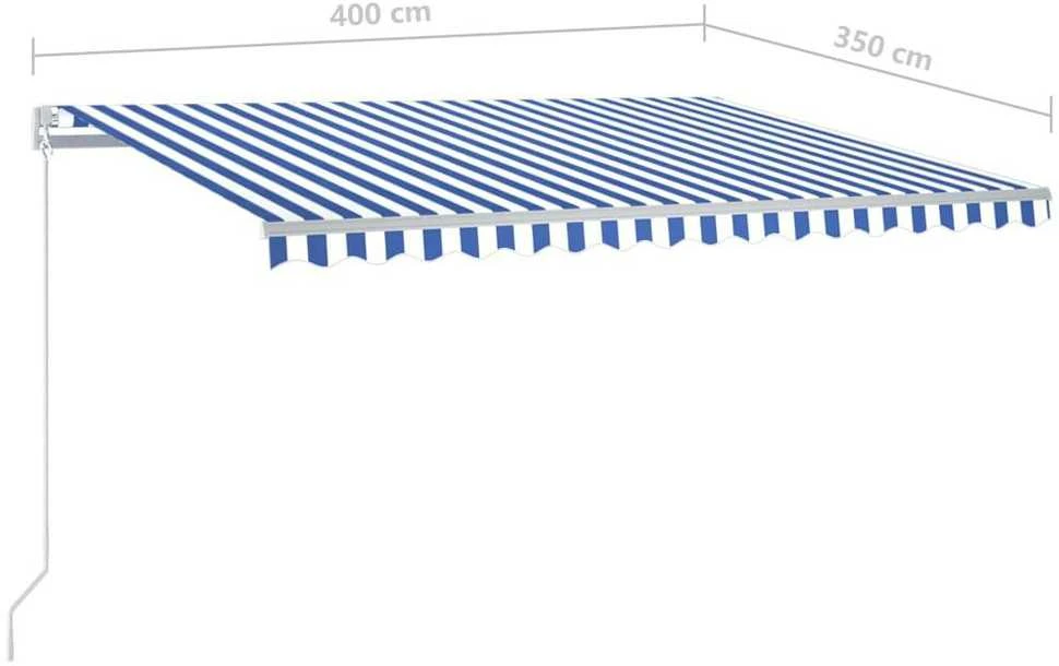 Rankiniu būdu ištraukiama markizė, mėlyna ir balta, 400x350cm