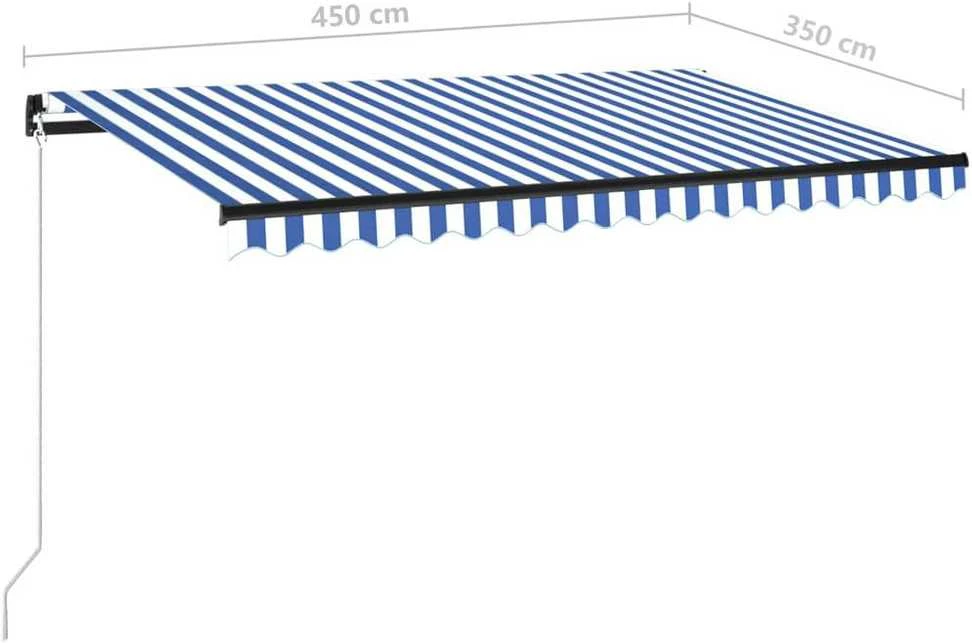 Rankiniu būdu ištraukiama markizė, mėlyna ir balta, 450x350cm