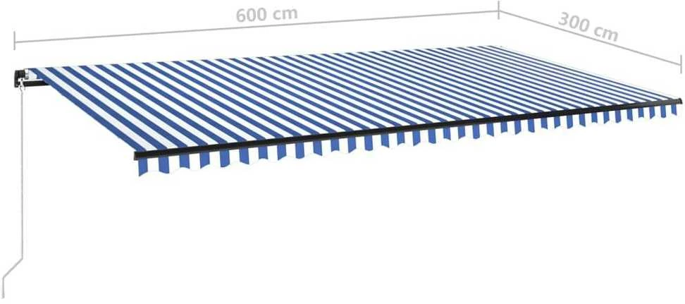 Rankiniu būdu ištraukiama markizė, mėlyna ir balta, 600x300cm