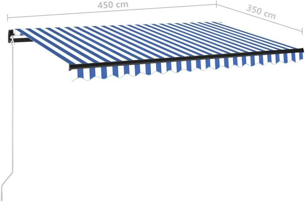 Rankiniu būdu ištraukiama markizė, mėlyna ir balta, 450x350cm