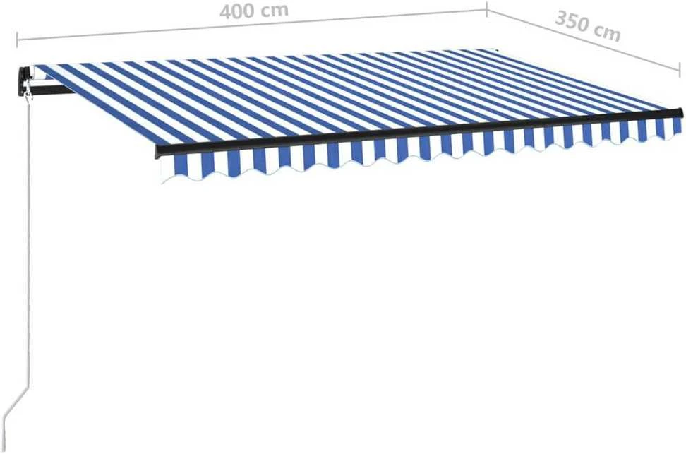 Rankiniu būdu ištraukiama markizė, mėlyna ir balta, 400x350cm