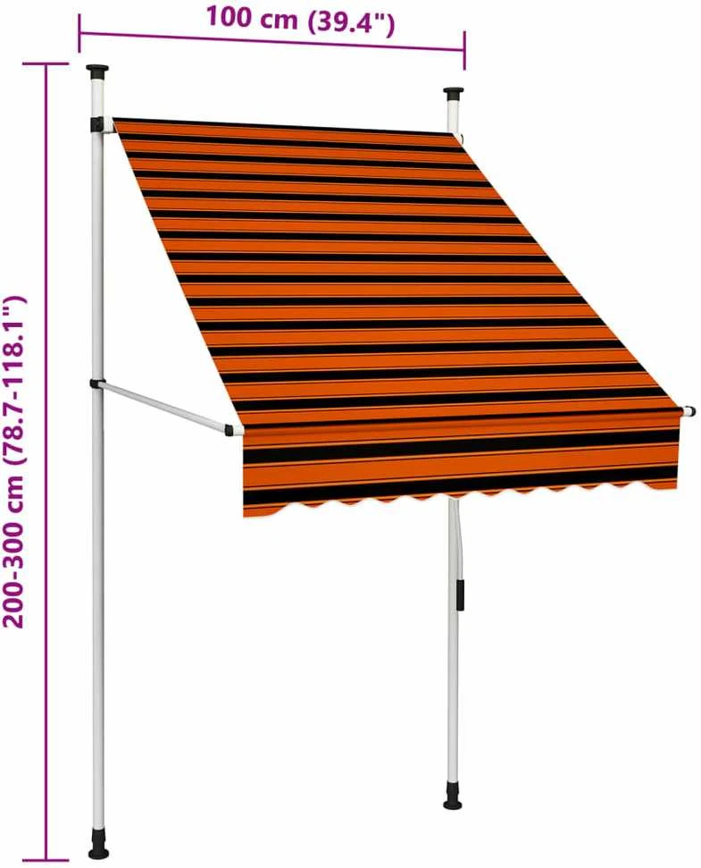 Rankiniu būdu ištraukiama markizė, oranžinė ir ruda, 100cm
