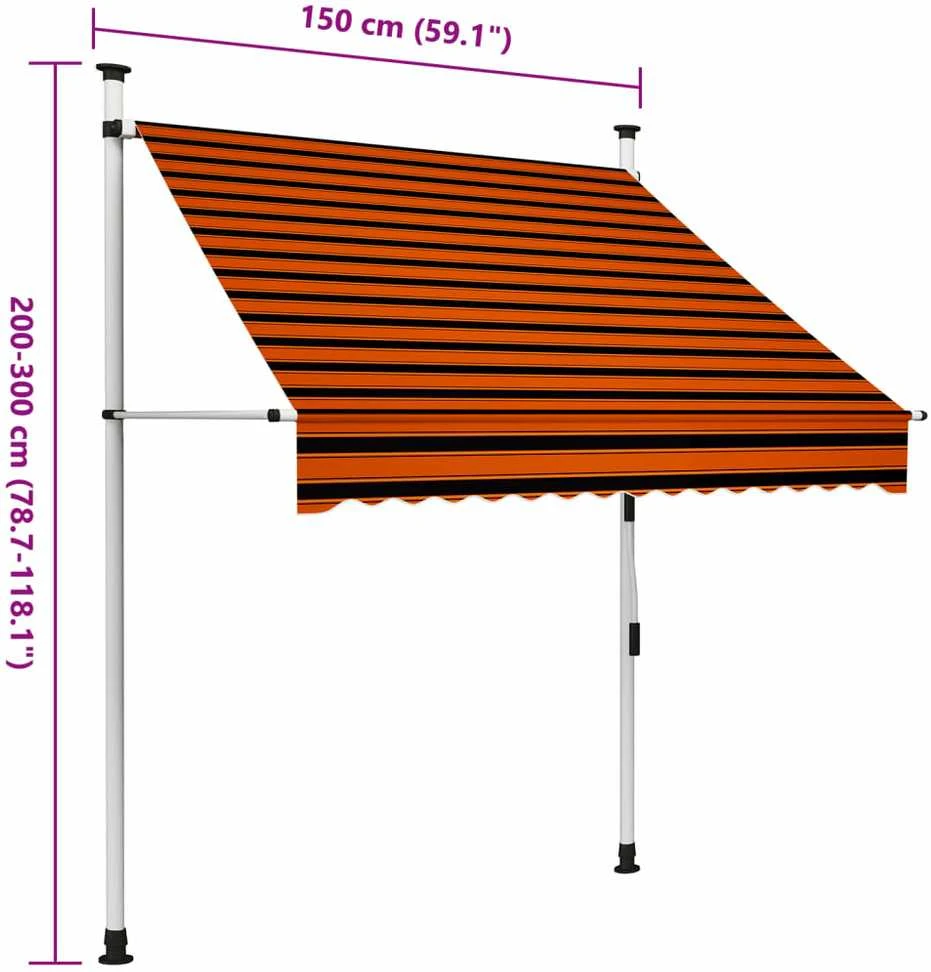 Rankiniu būdu ištraukiama markizė, oranžinė ir ruda, 150cm