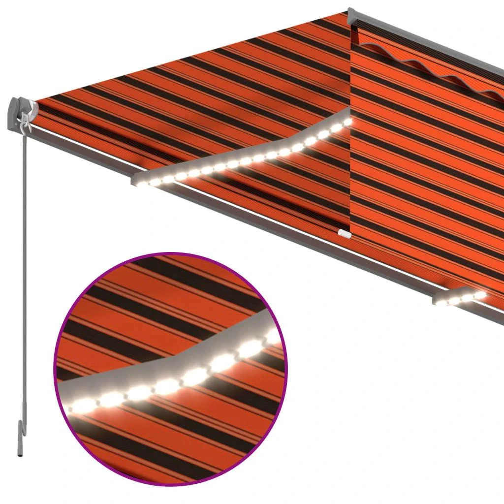 Rankiniu būdu ištraukiama markizė, oranžinė ir ruda, 4x3m