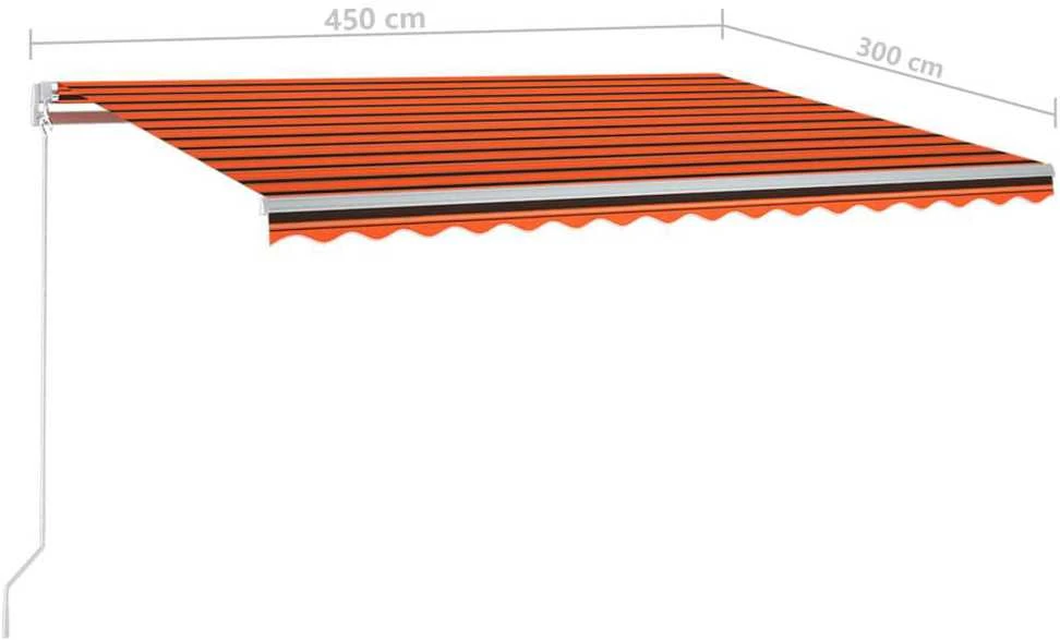 Rankiniu būdu ištraukiama markizė, oranžinė ir ruda, 450x300cm