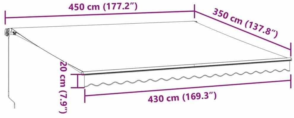 Rankiniu būdu ištraukiama markizė su LED, ruda, 450x350cm