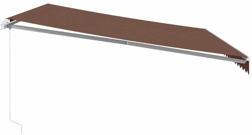 Rankiniu būdu ištraukiama markizė su LED, ruda, 500x350cm