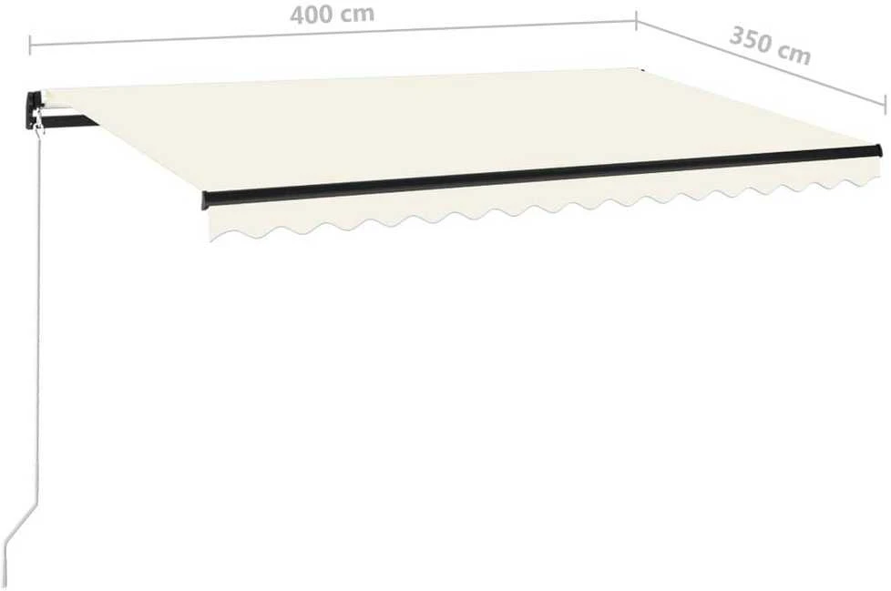Rankiniu būdu ištraukiama markizė su LED, kreminė, 400x350cm