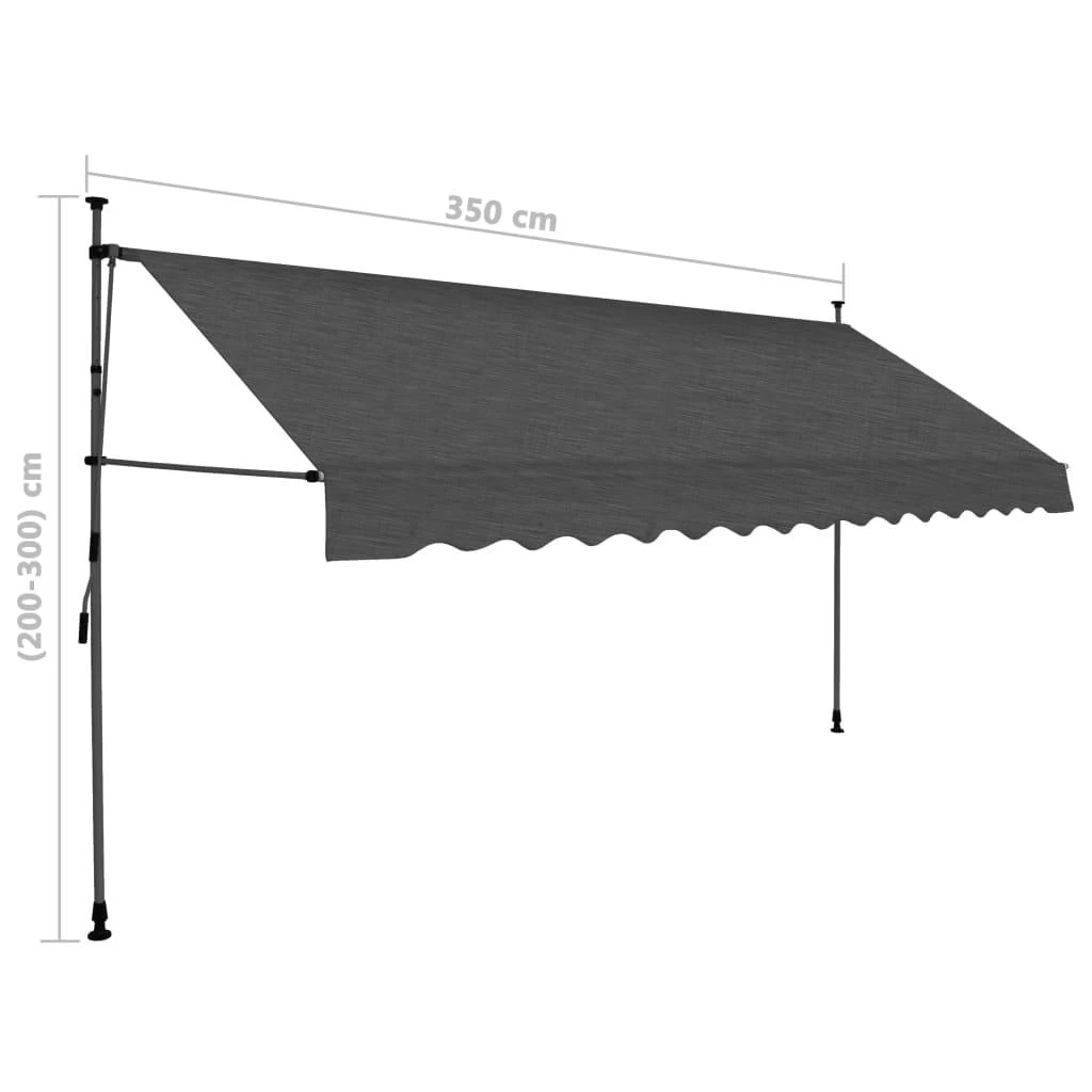Rankiniu būdu ištraukiama markizė su LED, antracito, 350cm