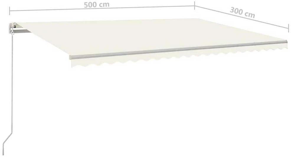 Rankiniu būdu ištraukiama markizė su LED, kreminė, 500x300cm