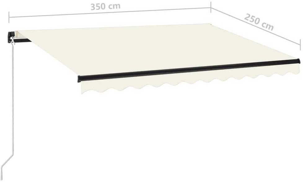 Rankiniu būdu ištraukiama markizė su LED, kreminė, 350x250cm