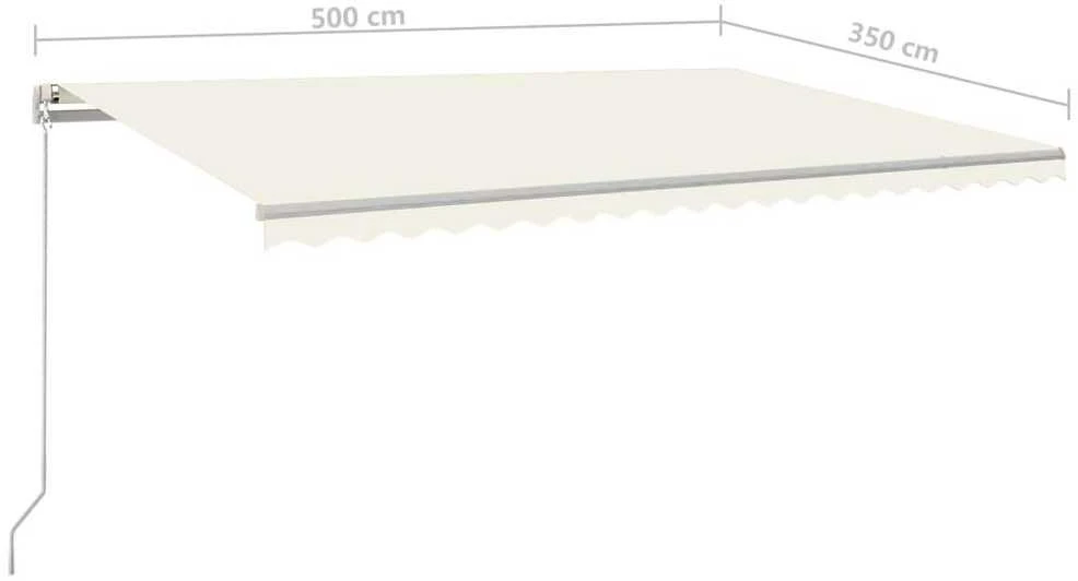 Rankiniu būdu ištraukiama markizė su LED, kreminė, 500x350cm