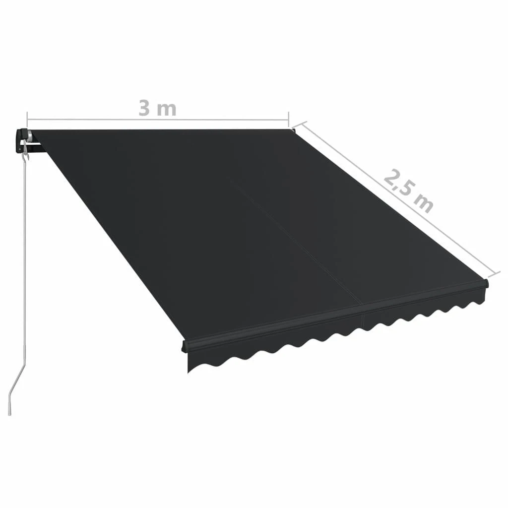 Rankiniu būdu ištraukiama markizė su LED, antracitas, 300x250cm