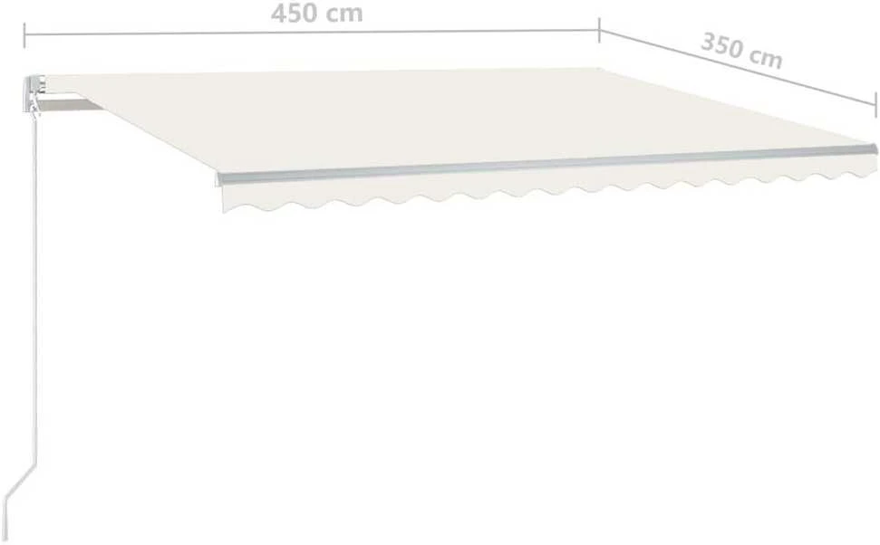 Rankiniu būdu ištraukiama markizė su LED, kreminė, 450x350cm