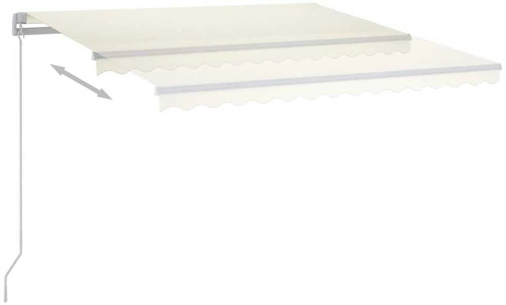 Rankiniu būdu ištraukiama markizė su LED, kreminė, 450x350cm