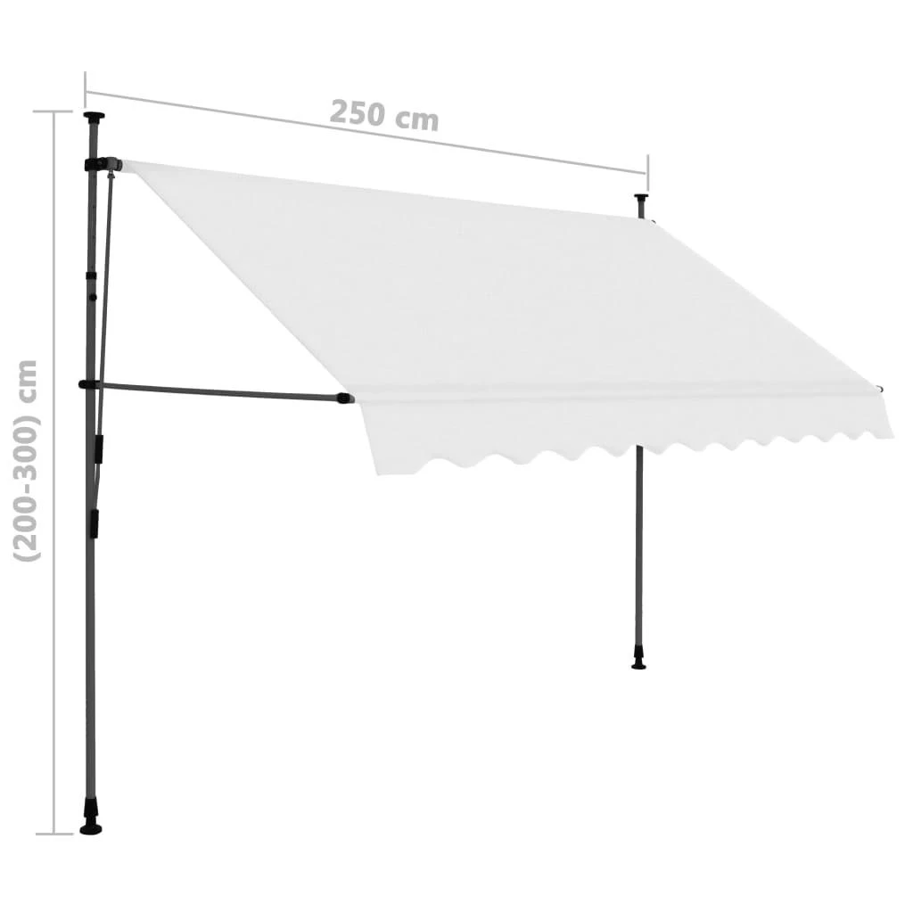 Rankiniu būdu ištraukiama markizė su LED, kreminė, 250cm
