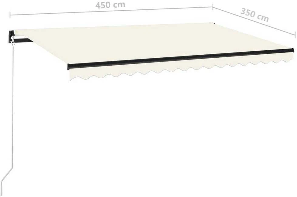 Rankiniu būdu ištraukiama markizė su LED, kreminė, 450x350cm