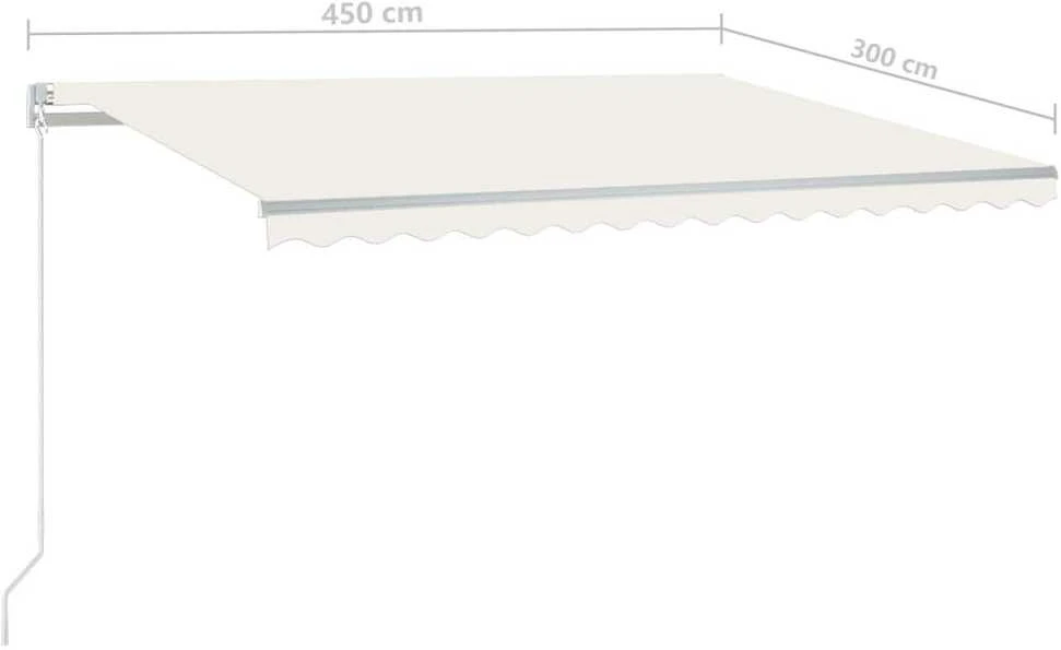 Rankiniu būdu ištraukiama markizė su LED, kreminė, 450x300cm