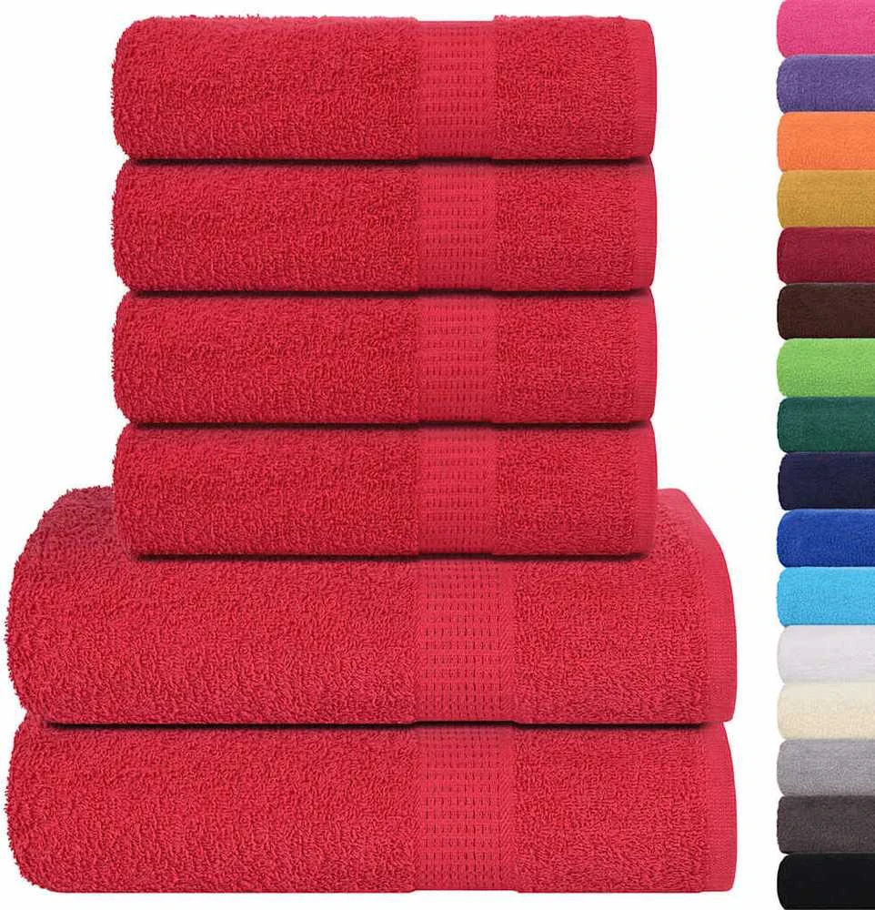 Rankšluostis Rankšluosčių rinkinys, 6vnt., raudoni, 100% medvilnė, 600g/m²