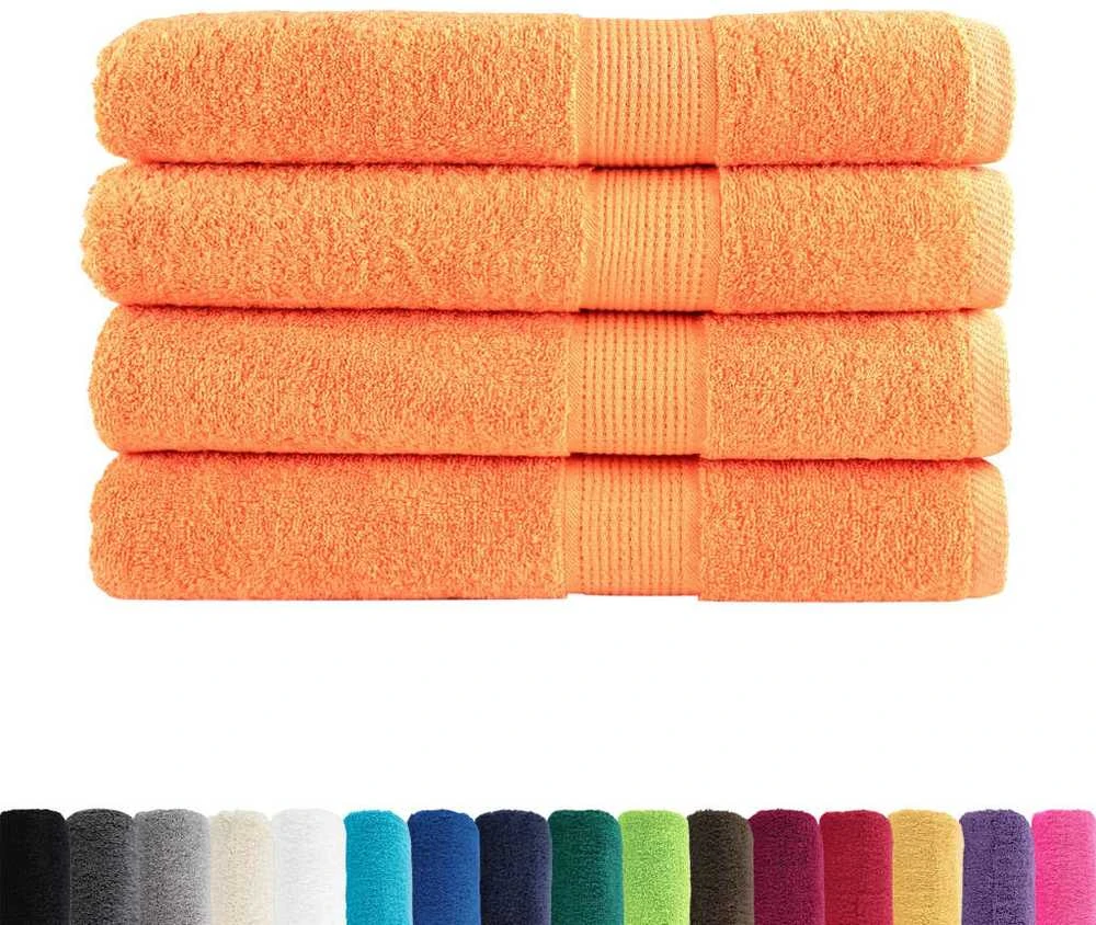 Rankšluostis Pirties rankšluosčiai SOLUND, 4vnt. oranžiniai 80x200cm 600g/m²