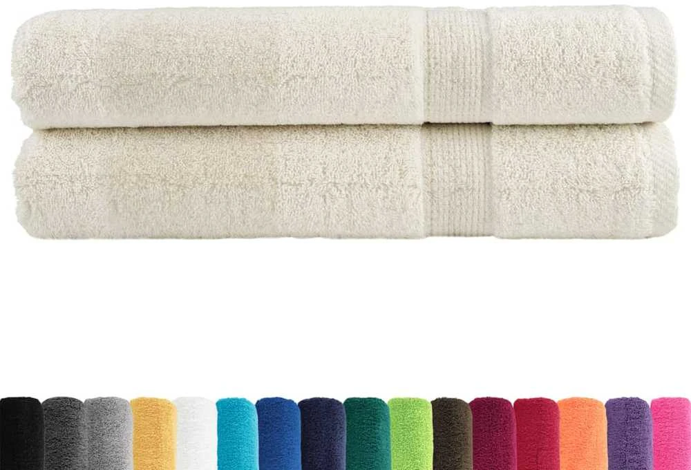 Rankšluostis Rankšluosčiai SOLUND, 2vnt., kreminiai, 100x200cm, 600g/m²