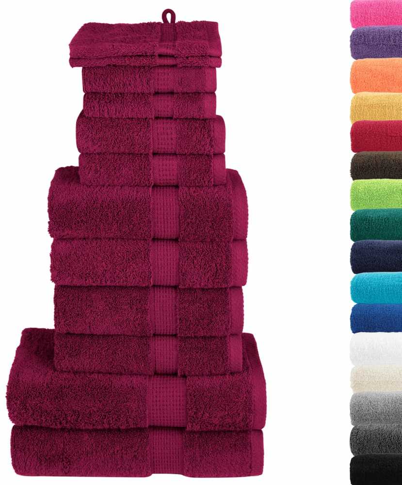 Rankšluostis Rankšluosčių rinkinys SOLUND, 12vnt., tamsiai raudoni, 600g/m²