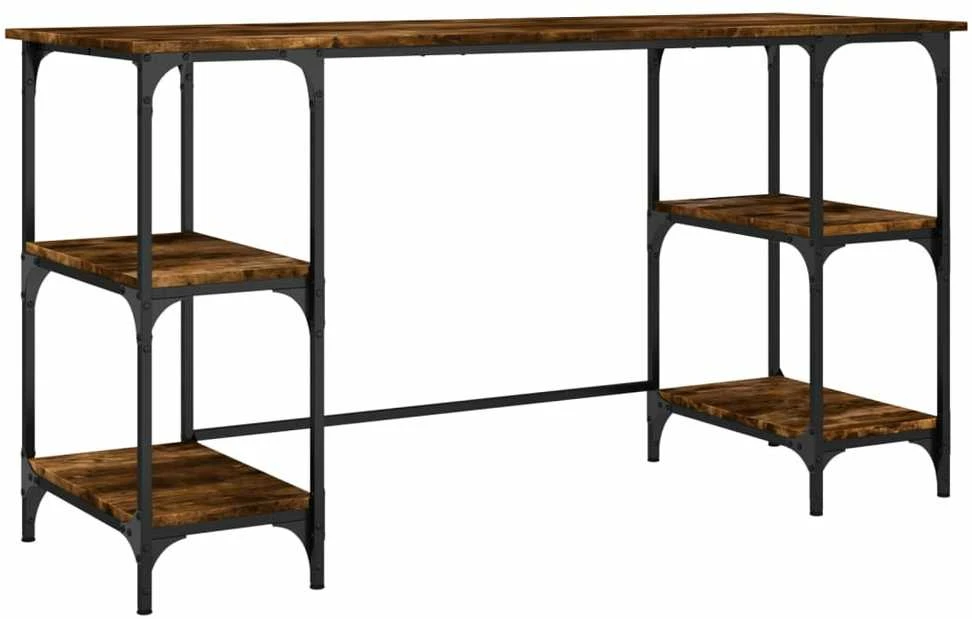 Rašomasis stalas, dūminio ąžuolo, 140x50x75cm, metalas/mediena