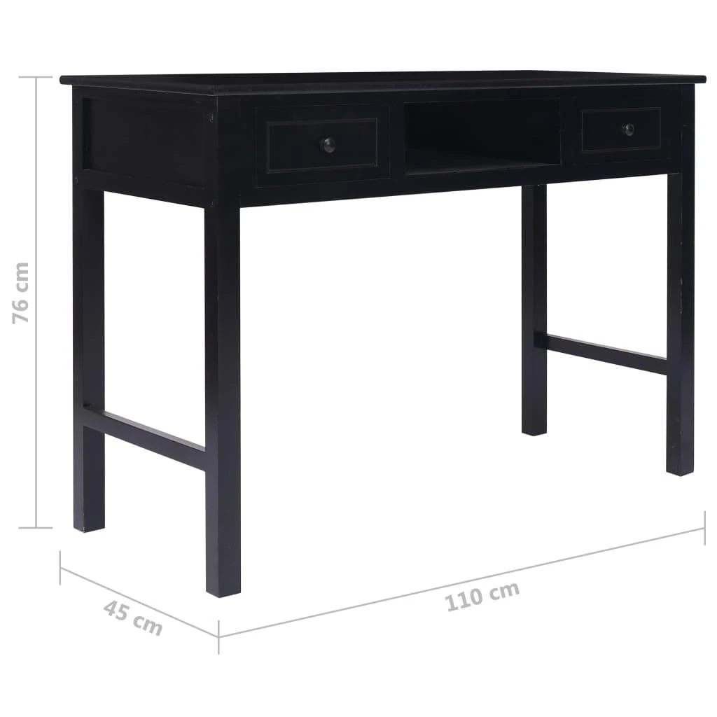 Rašomasis stalas, juodos spalvos, 110x45x76 cm, mediena