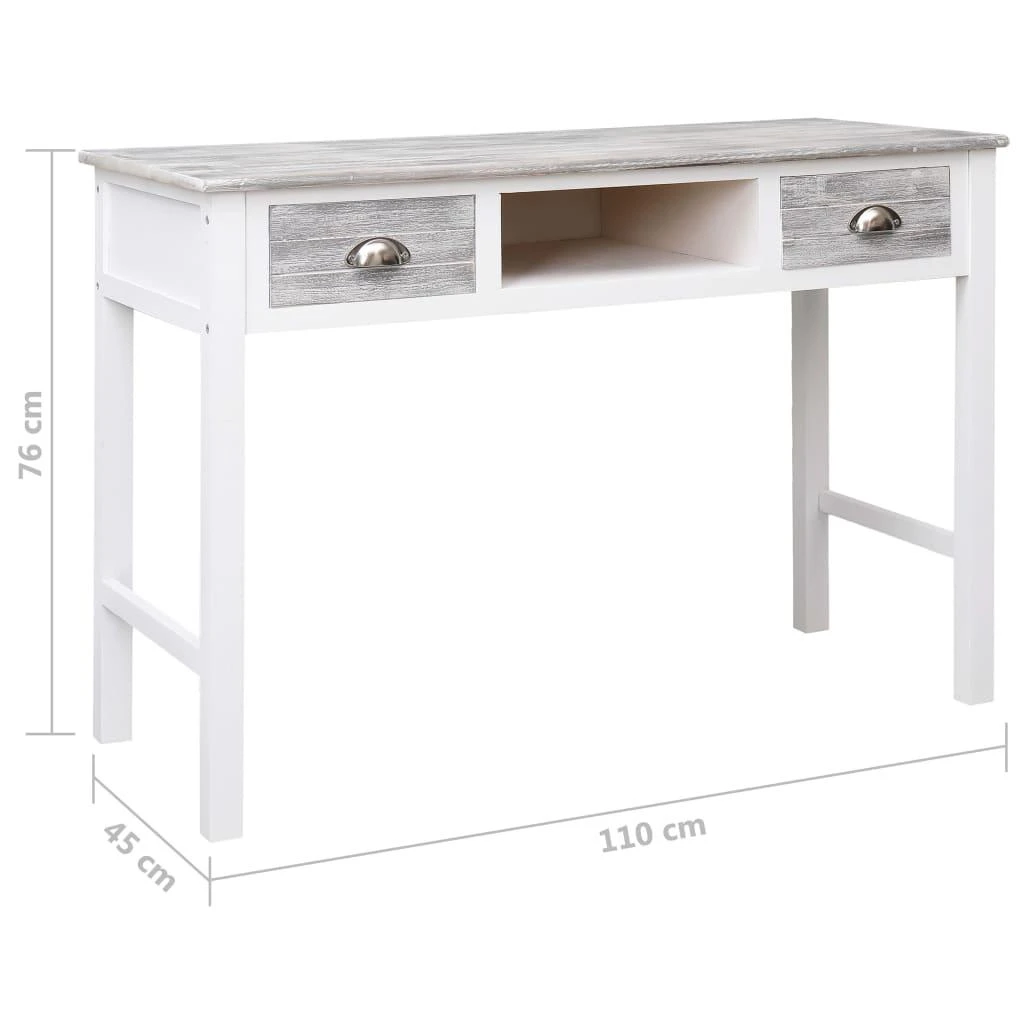 Rašomasis stalas, pilkos spalvos, 110x45x76 cm, mediena