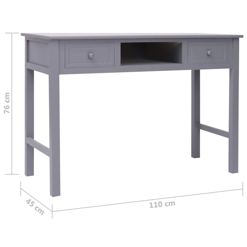 Rašomasis stalas, pilkos spalvos, 110x45x76 cm, mediena