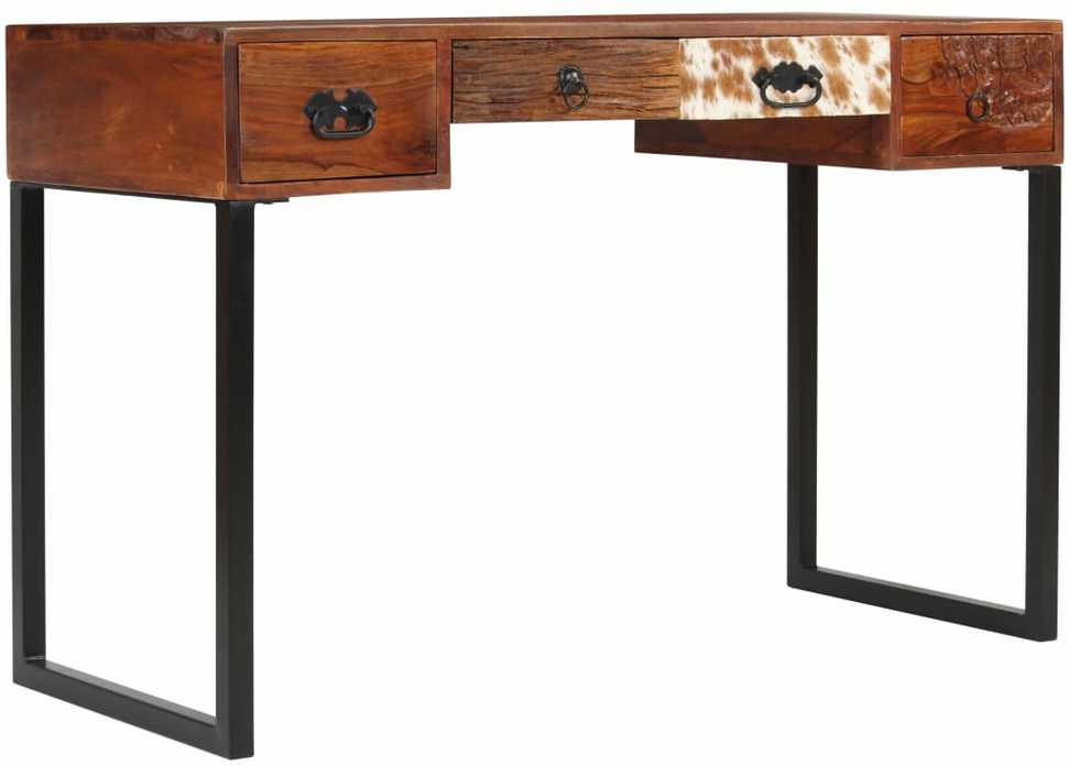 Rašomasis stalas, rausv. dalb. med. ir tikra oda, 117x50x76cm