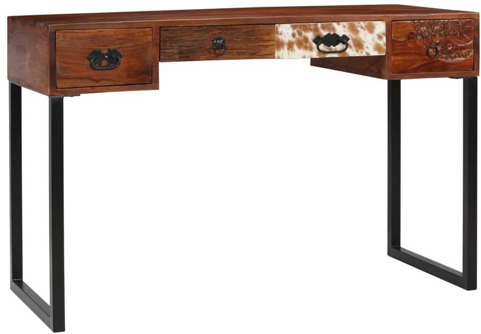 Rašomasis stalas, rausv. dalb. med. ir tikra oda, 117x50x76cm