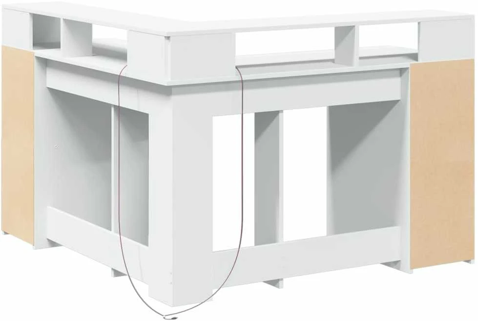 Rašomasis stalas su LED apšvietimu, baltas, 130x130x91cm