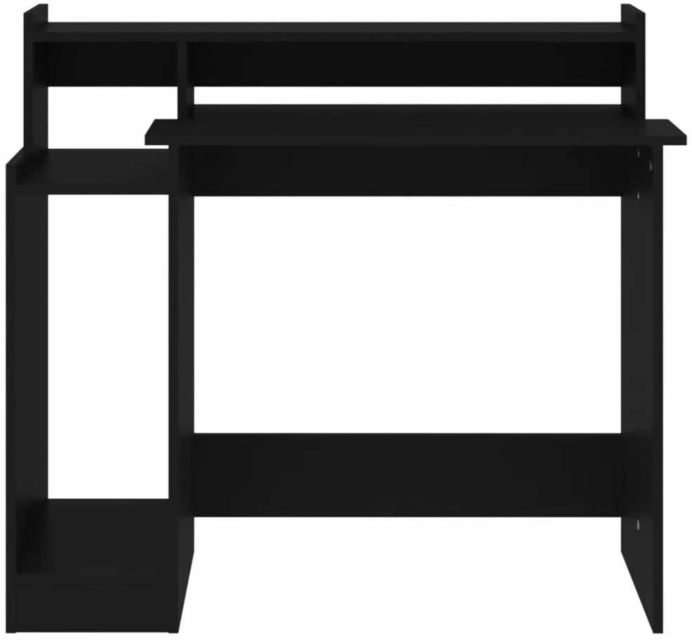 Rašomasis stalas su LED apšvietimu, juodas, 97x45x90cm, mediena