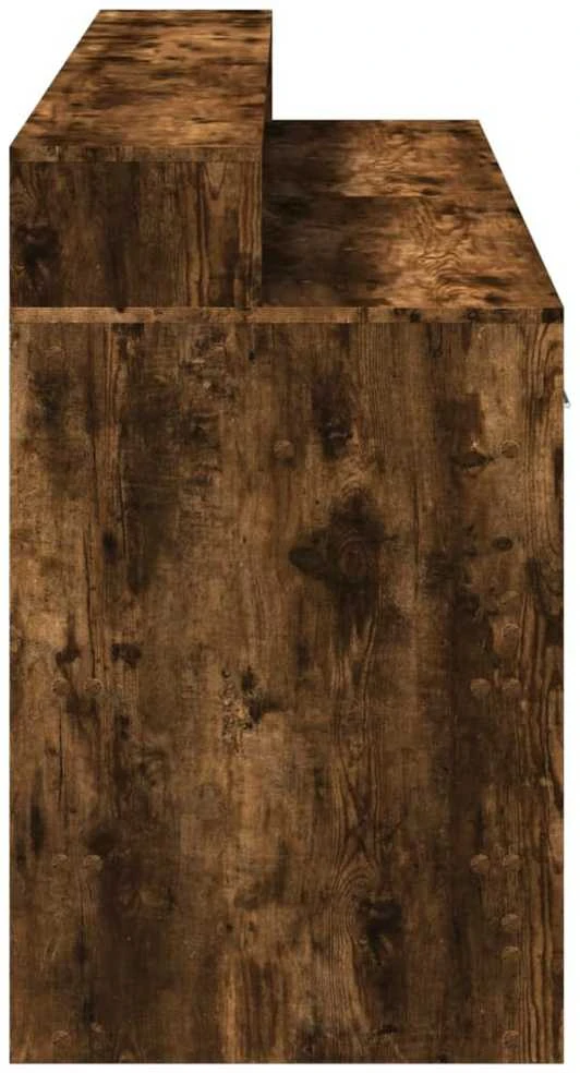 Rašomasis stalas su LED, dūminio ąžuolo, 160x55x91cm, mediena