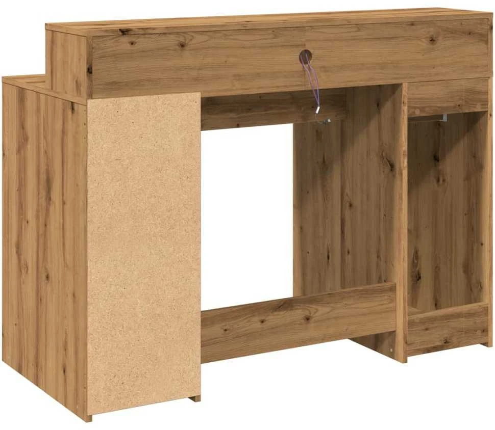 Rašomasis stalas su LED, artisano ąžuolo, 120x55x91cm, mediena