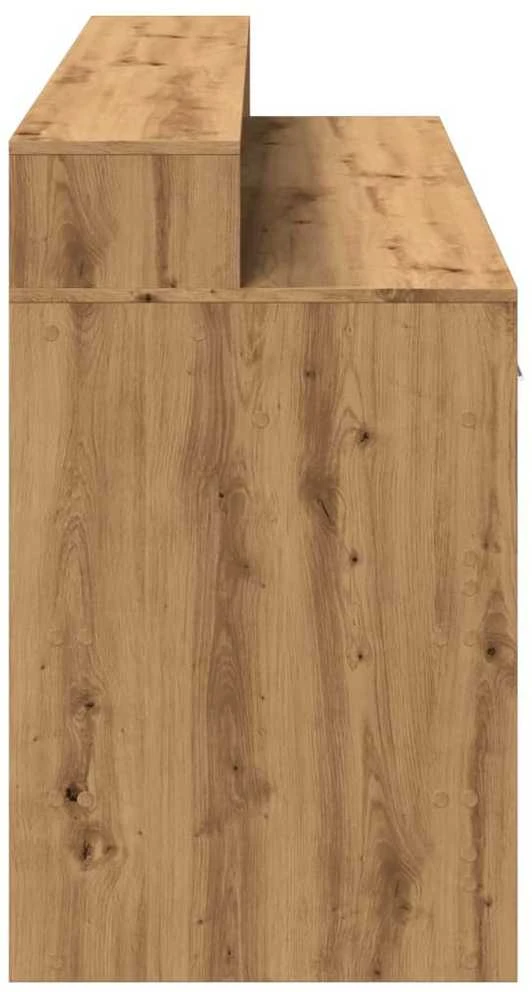 Rašomasis stalas su LED, rudas ąžuolo, 160x55x91cm, mediena