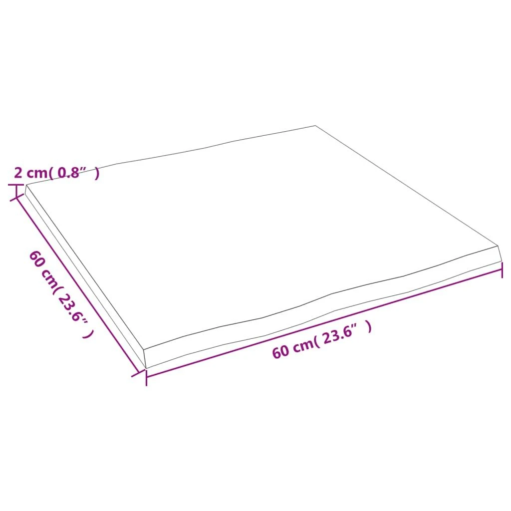 Stalviršis, 60x60x2cm, ąžuolo medienos masyvas, su gyvu kraštu