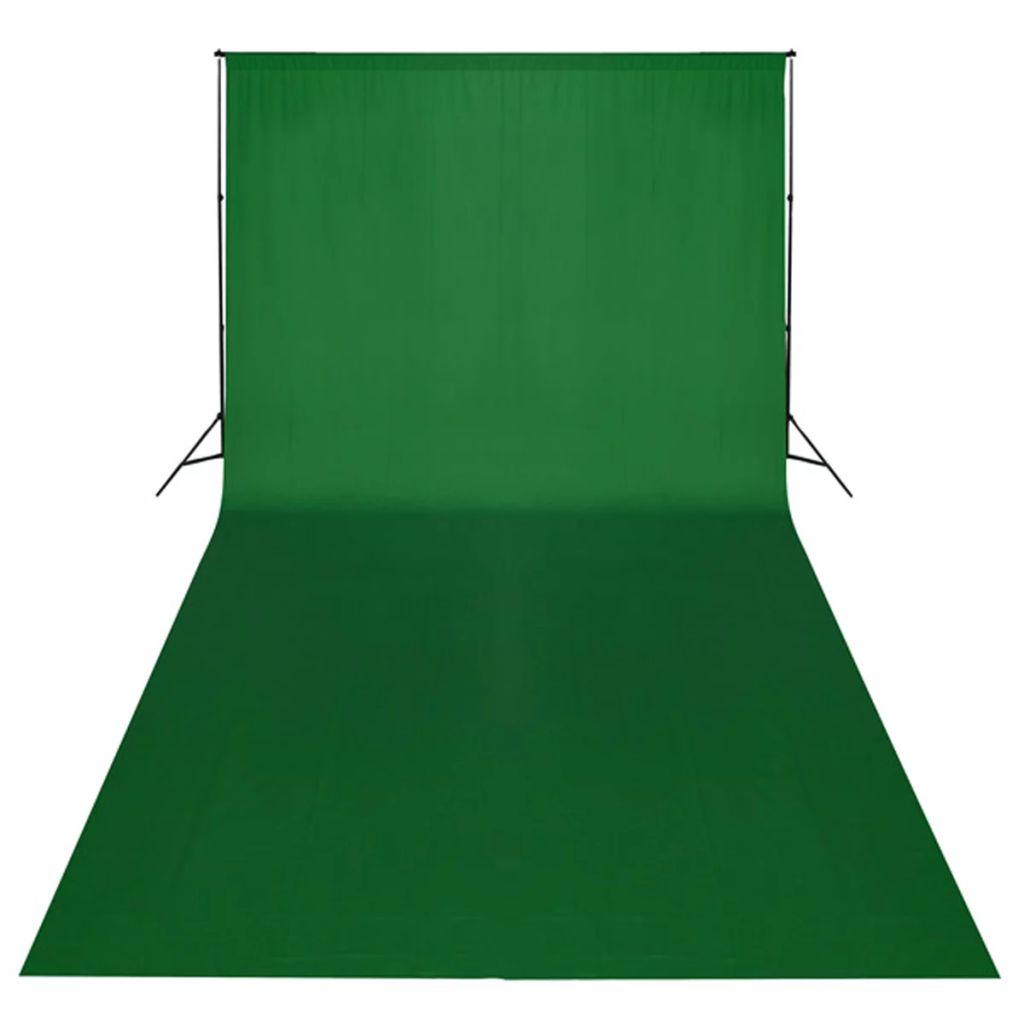 Rinkinys fotostudijai, žalias fonas 600x300cm ir šviestuvai