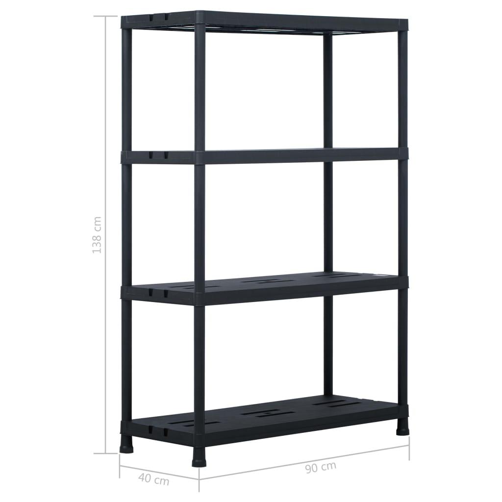 Sandėliavimo lentynos, 2vnt., juod., 90x40x138cm, plast., 220kg