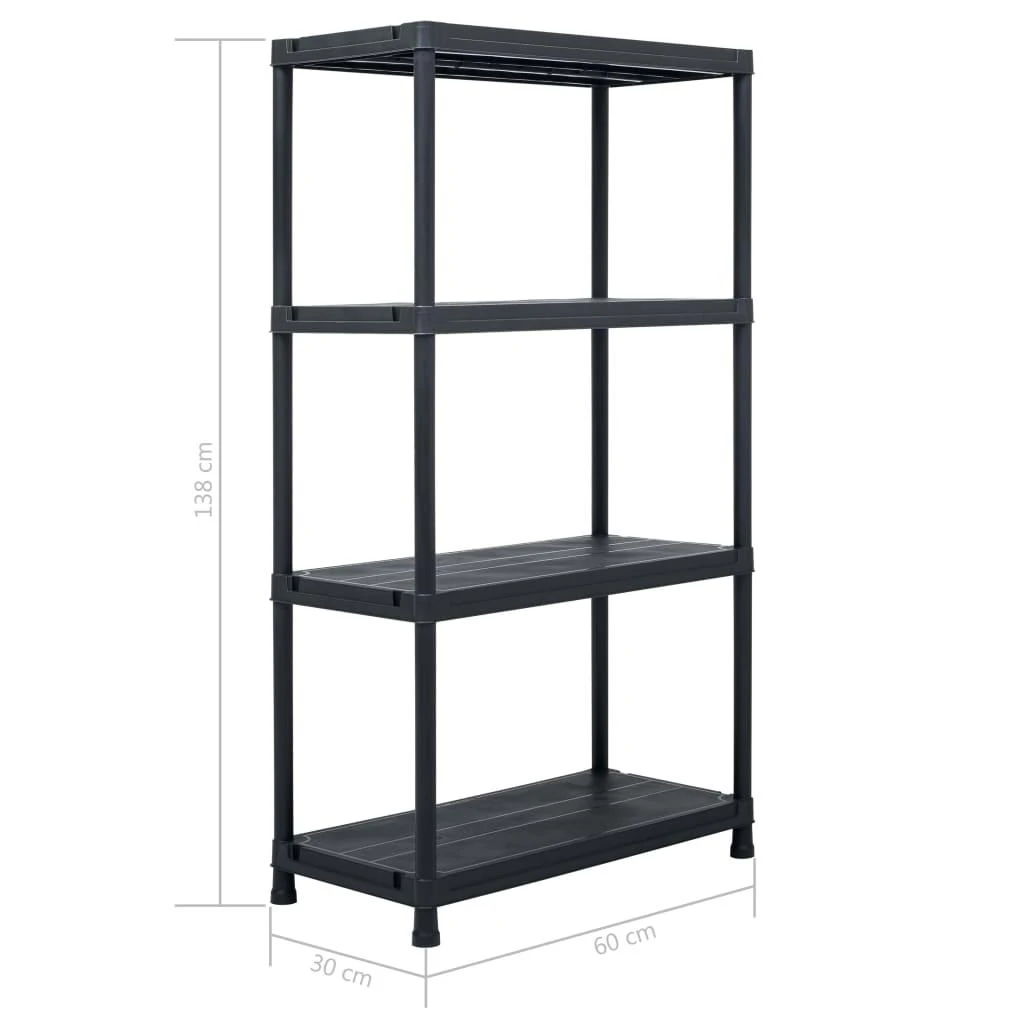 Sandėliavimo lentynos, 2vnt., juodos, 60x30x138cm, plastikas