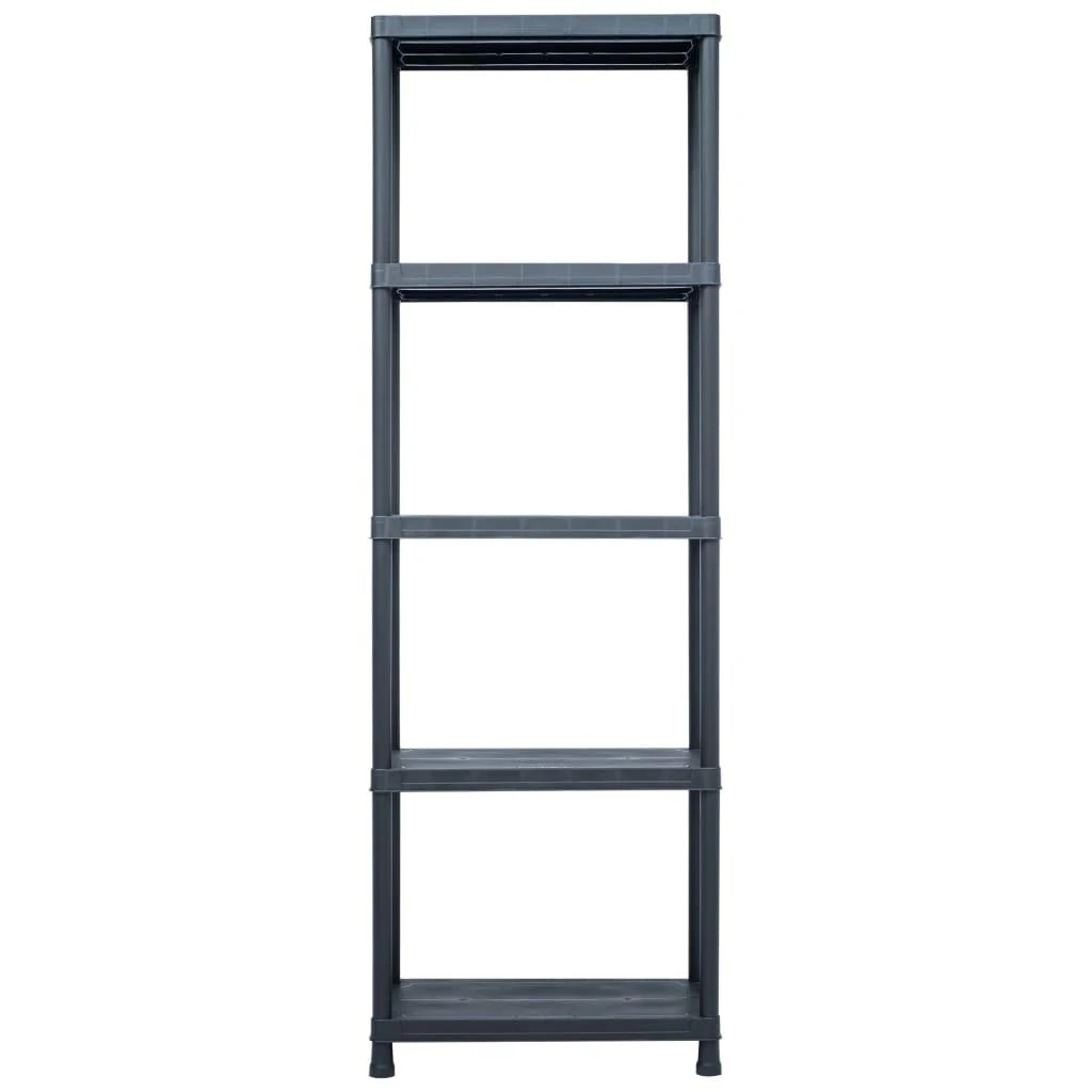 Sandėliavimo lentynos, 5vnt., juod., 60x30x180cm, plast., 125kg