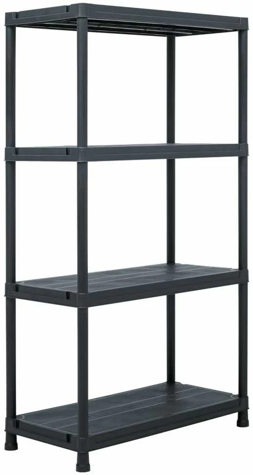 Sandėliavimo lentynos, 5vnt., juodos, 60x30x138cm, plastikas