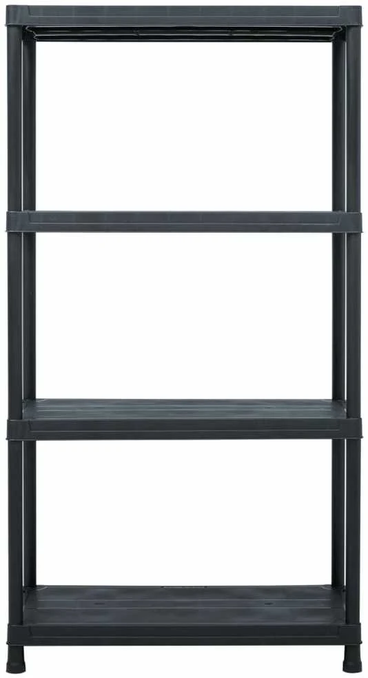 Sandėliavimo lentynos, 5vnt., juodos, 60x30x138cm, plastikas