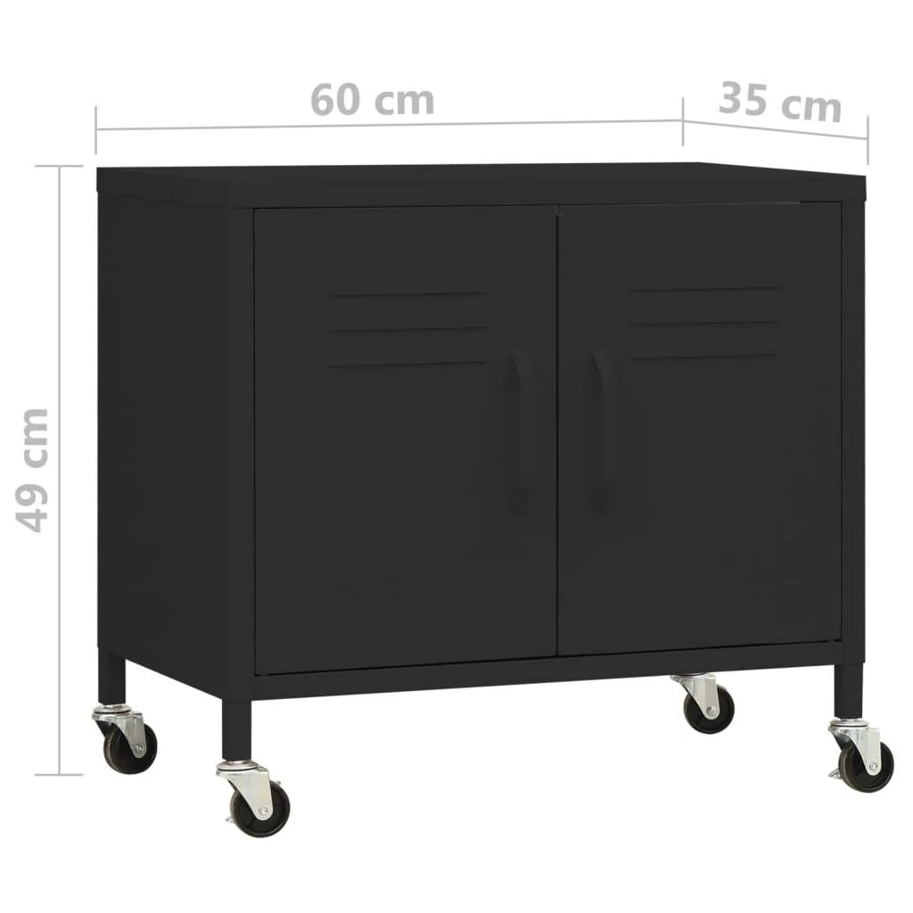 Sandėliavimo spintelė, juodos spalvos, 60x35x56cm, plienas