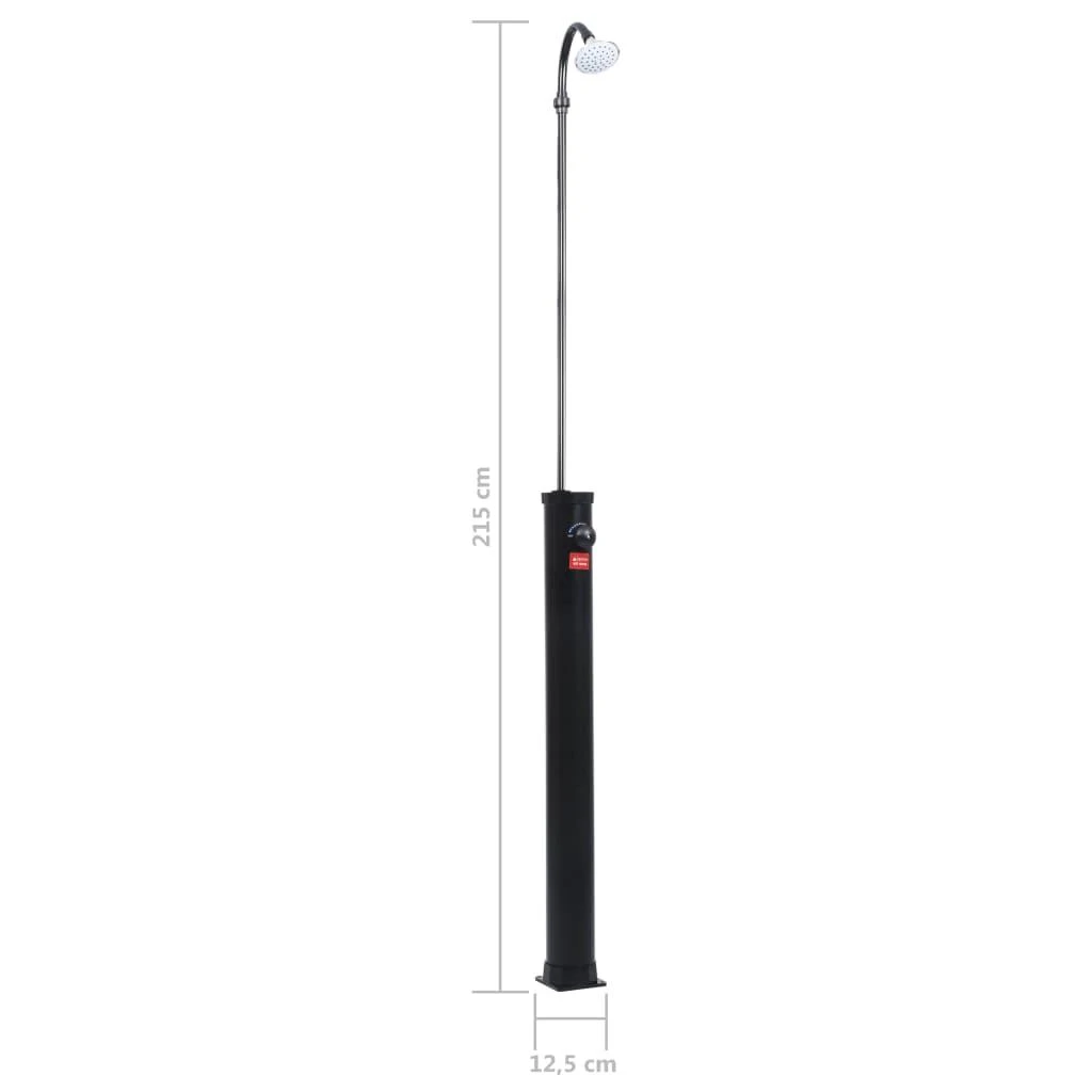 Saulės energija šildomas dušas, juodas, 215cm, 8 l