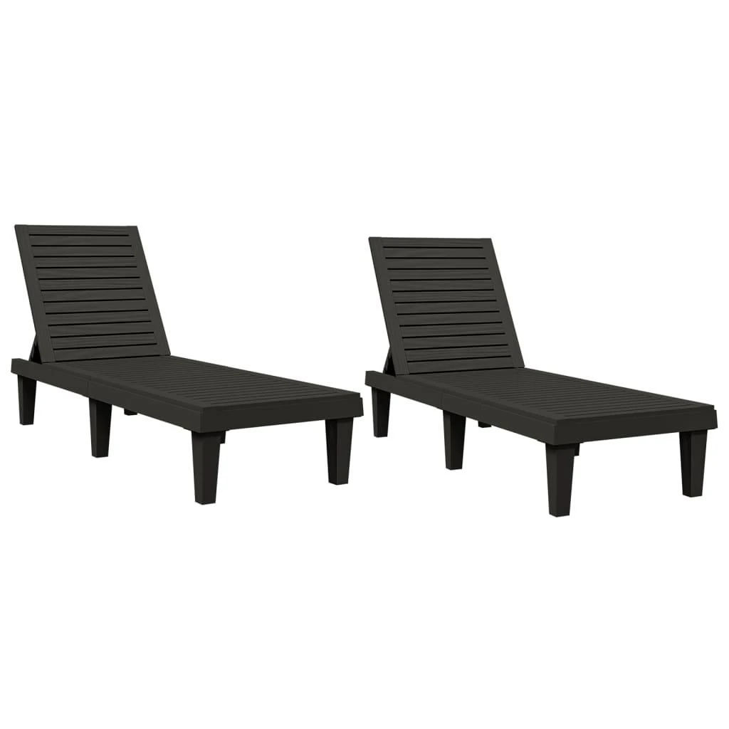 Sofa Saulės gultai, 2vnt., juodi, 155x58x83cm, polipropilenas