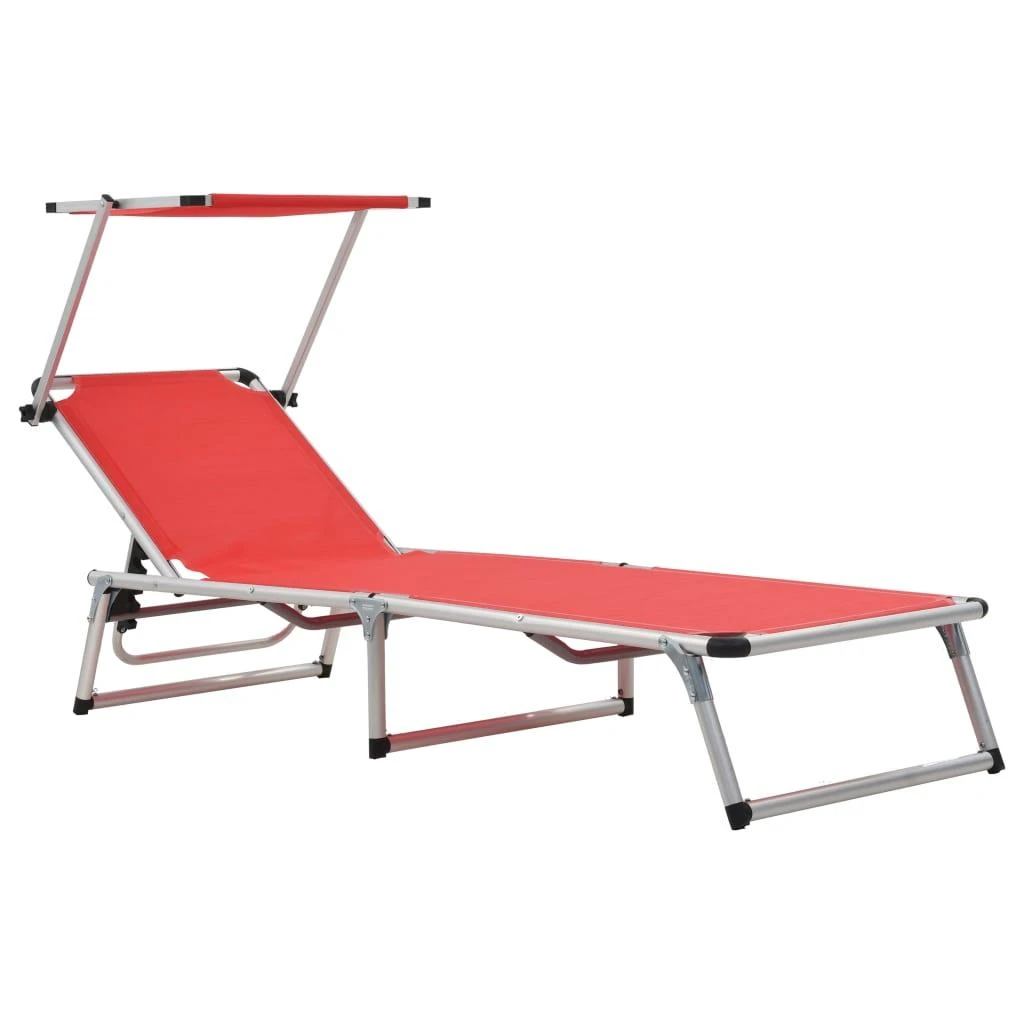 Sofa Saulės gultai, 2vnt., raudoni, aliuminis ir tekstilenas
