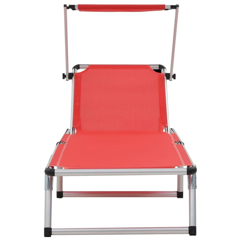 Sofa Saulės gultai, 2vnt., raudoni, aliuminis ir tekstilenas